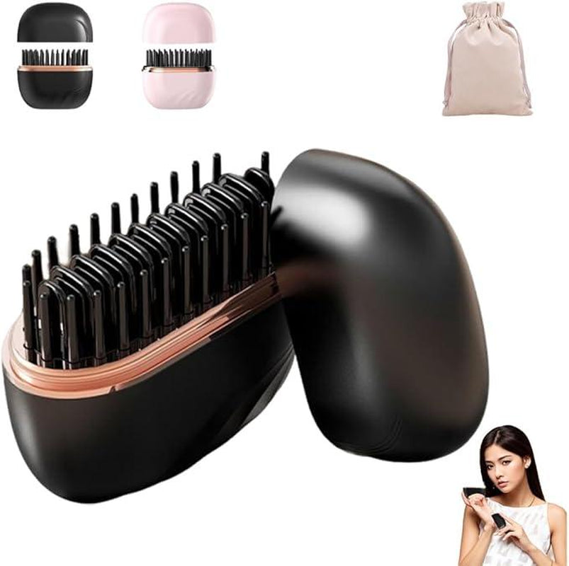Glambrush Mini Hair Straightener,Rechargeable Wireless Portable Hair Straightener Brush,3-Speed Temperature Control,Mini Hair Straightener for Women,Idea for Home Travel (Pink)