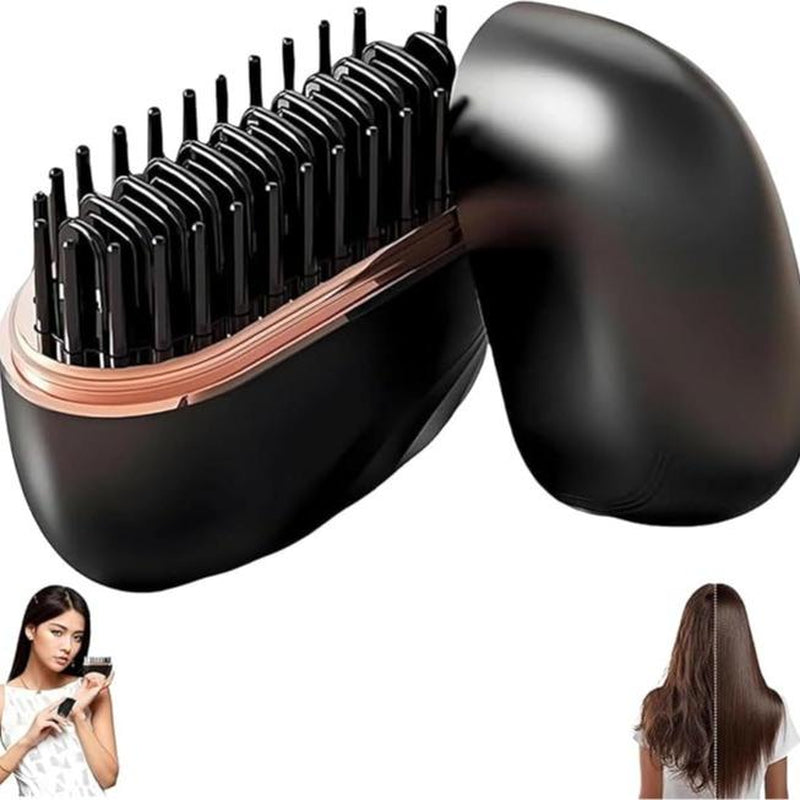 Glambrush Mini Hair Straightener,Rechargeable Wireless Portable Hair Straightener Brush,3-Speed Temperature Control,Mini Hair Straightener for Women,Idea for Home Travel (Pink)