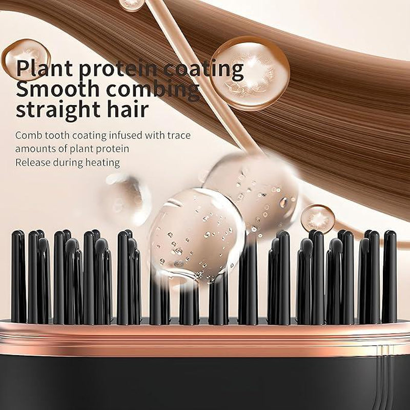 Glambrush Mini Hair Straightener,Rechargeable Wireless Portable Hair Straightener Brush,3-Speed Temperature Control,Mini Hair Straightener for Women,Idea for Home Travel (Pink)