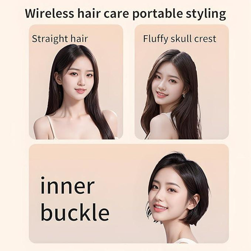 Glambrush Mini Hair Straightener,Rechargeable Wireless Portable Hair Straightener Brush,3-Speed Temperature Control,Mini Hair Straightener for Women,Idea for Home Travel (Pink)